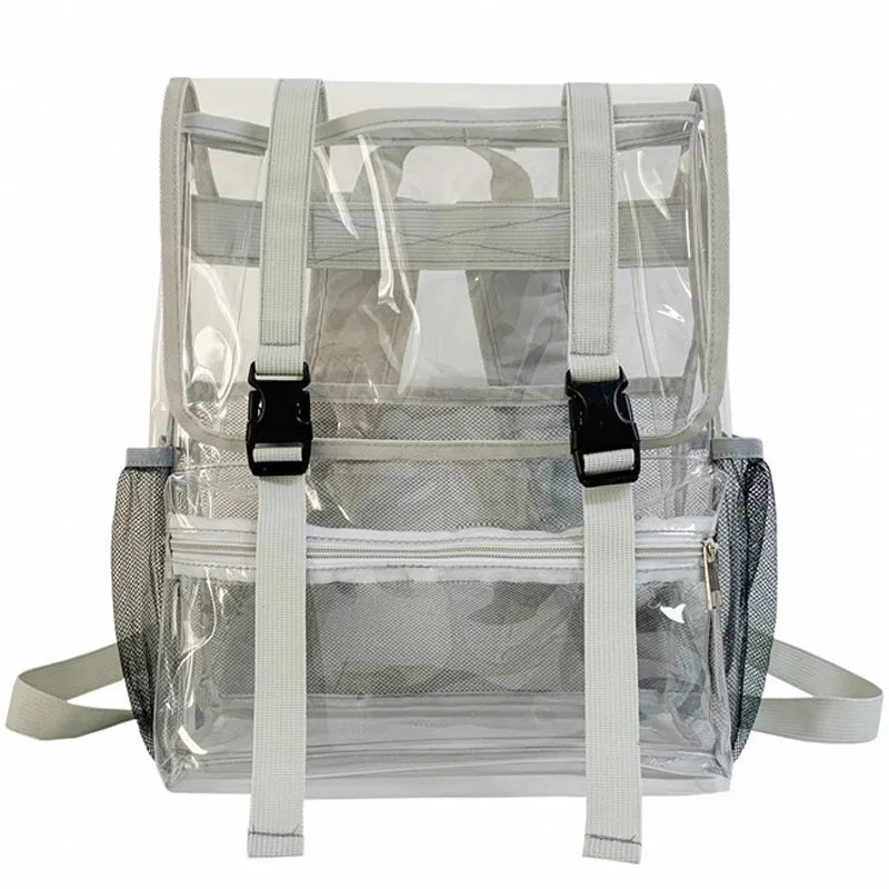 Kids Clear School Backpacks - Black Blue Grey Book Bags For Boys Girls PVC Students Shoulder Bag Waterproof Transparent