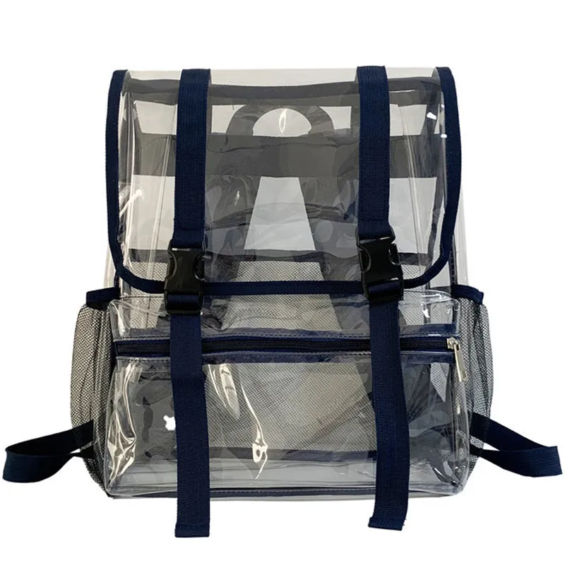 Kids Clear School Backpacks - Black Blue Grey Book Bags For Boys Girls PVC Students Shoulder Bag Waterproof Transparent
