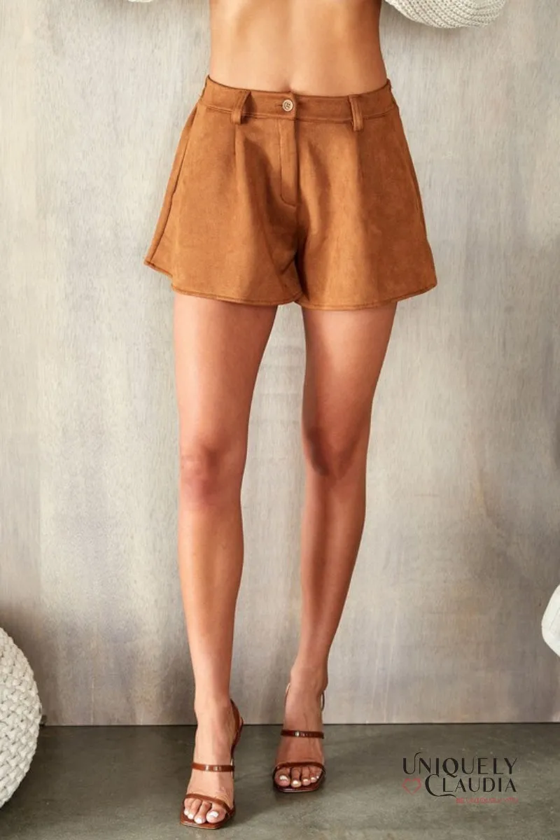 Lizzette Suede Flared Shorts