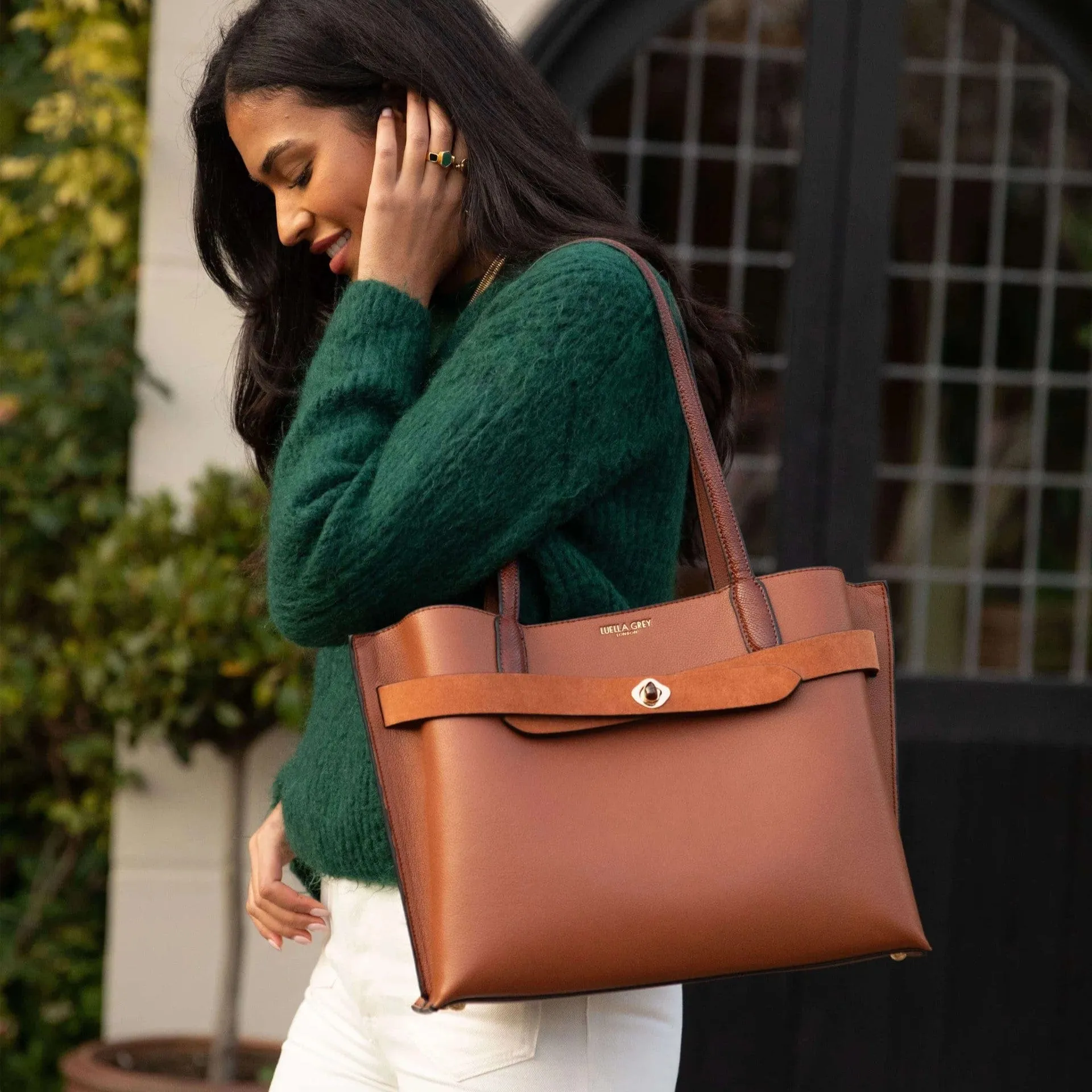 Luella Grey Oriana Laptop Tote in Conker