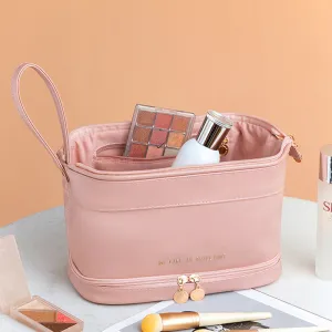 Makeup Bag For Women Travel Portable Leather Storage Toiletry Bag