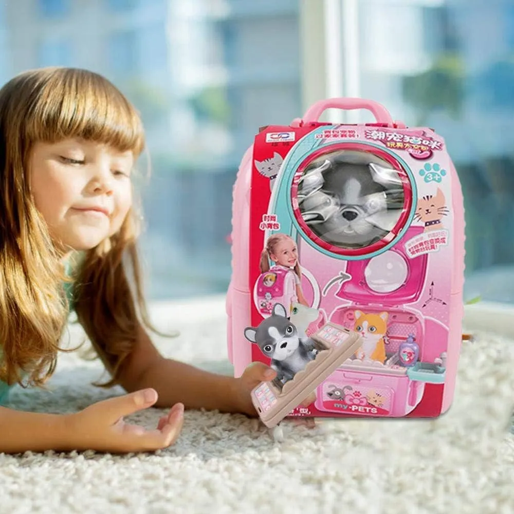 (Net) Pet Care Backpack Play Set - Educational Pretend Play for Kids