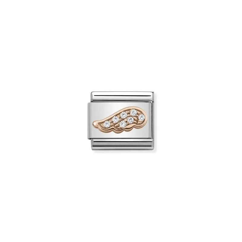 Nomination Composable Link Angel Wing, Cubic Zirconia, 9K Rose Gold