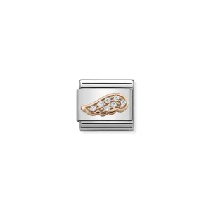 Nomination Composable Link Angel Wing, Cubic Zirconia, 9K Rose Gold