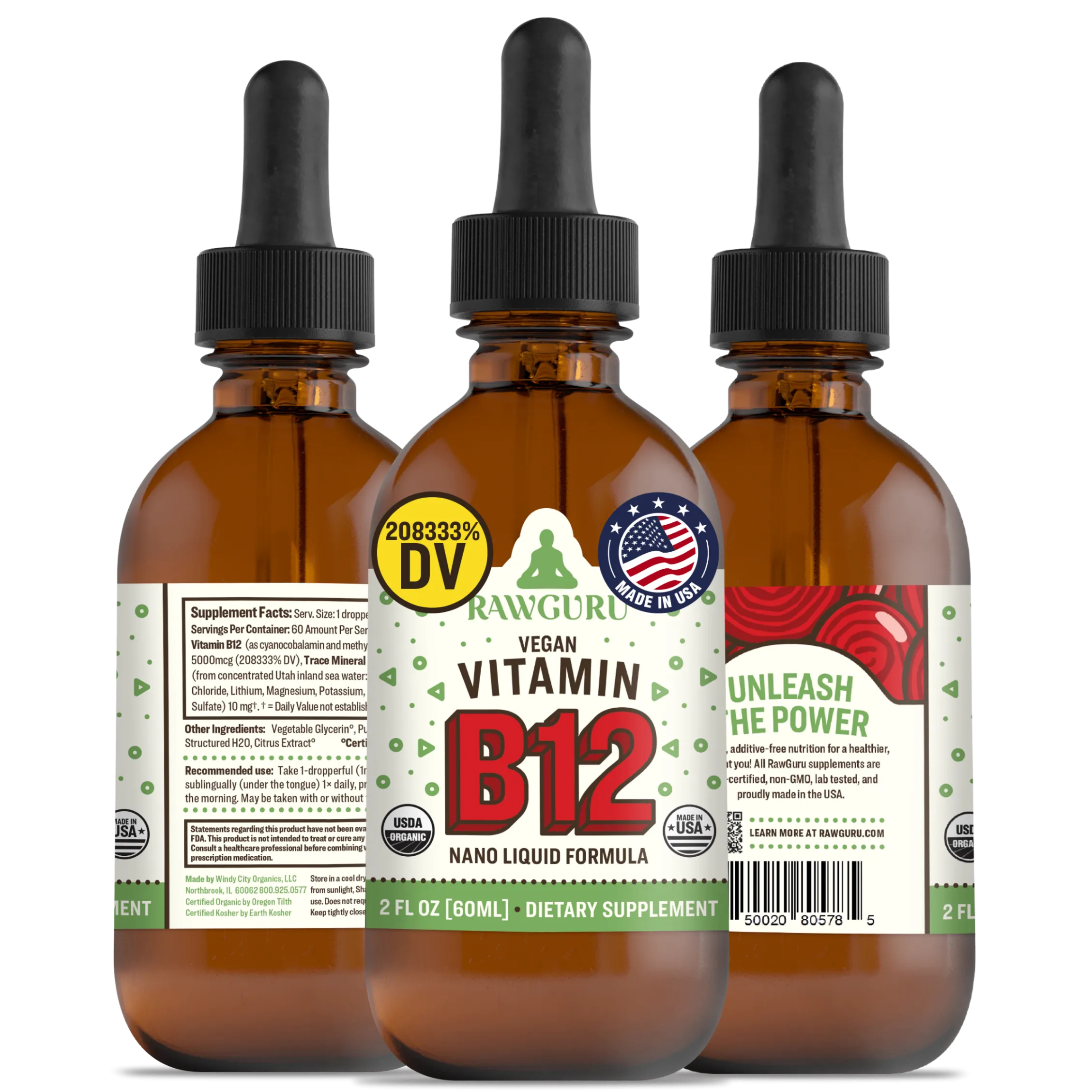 Organic Vegan Vitamin B12 Tincture (3 month supply)