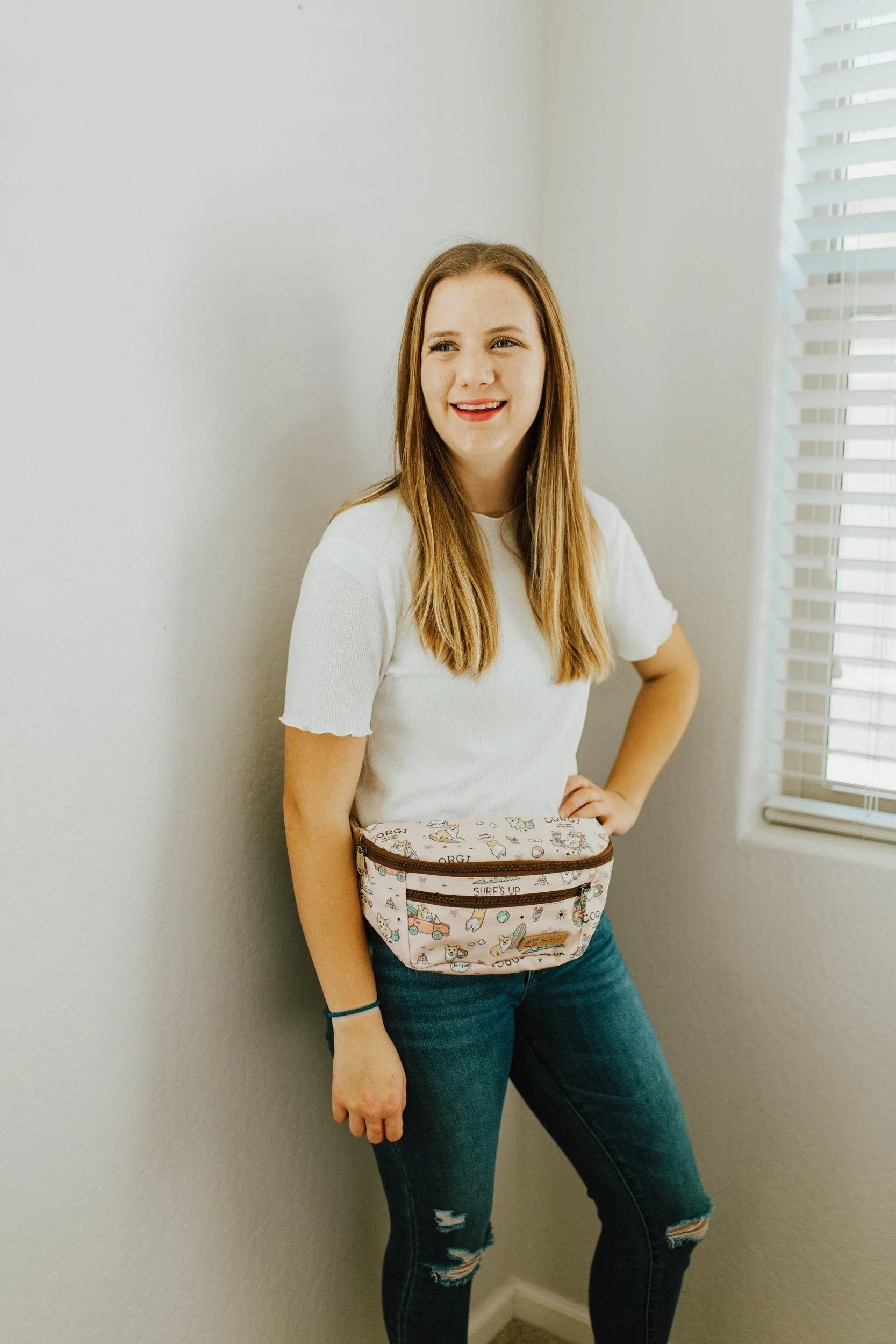 Periwinkle Blue Meow Cat Fanny Pack