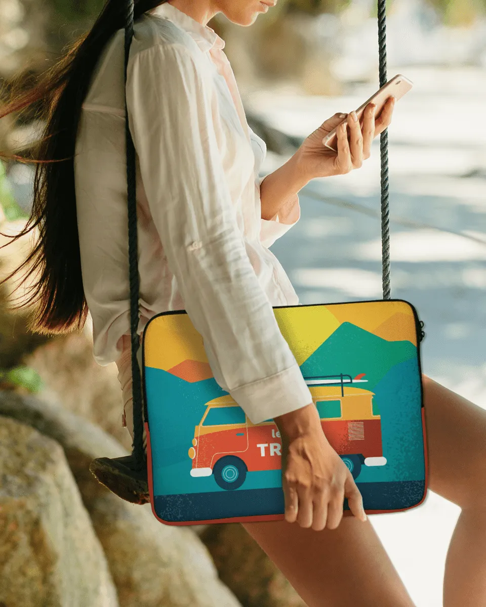 Quirky Colourful Laptop Sleeves with Tagline " Lets Go Travel"