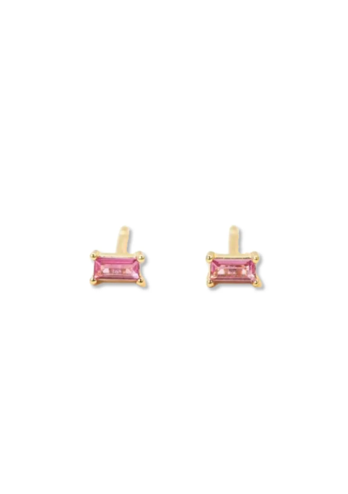 Rose CZ Baguette Post Earrings