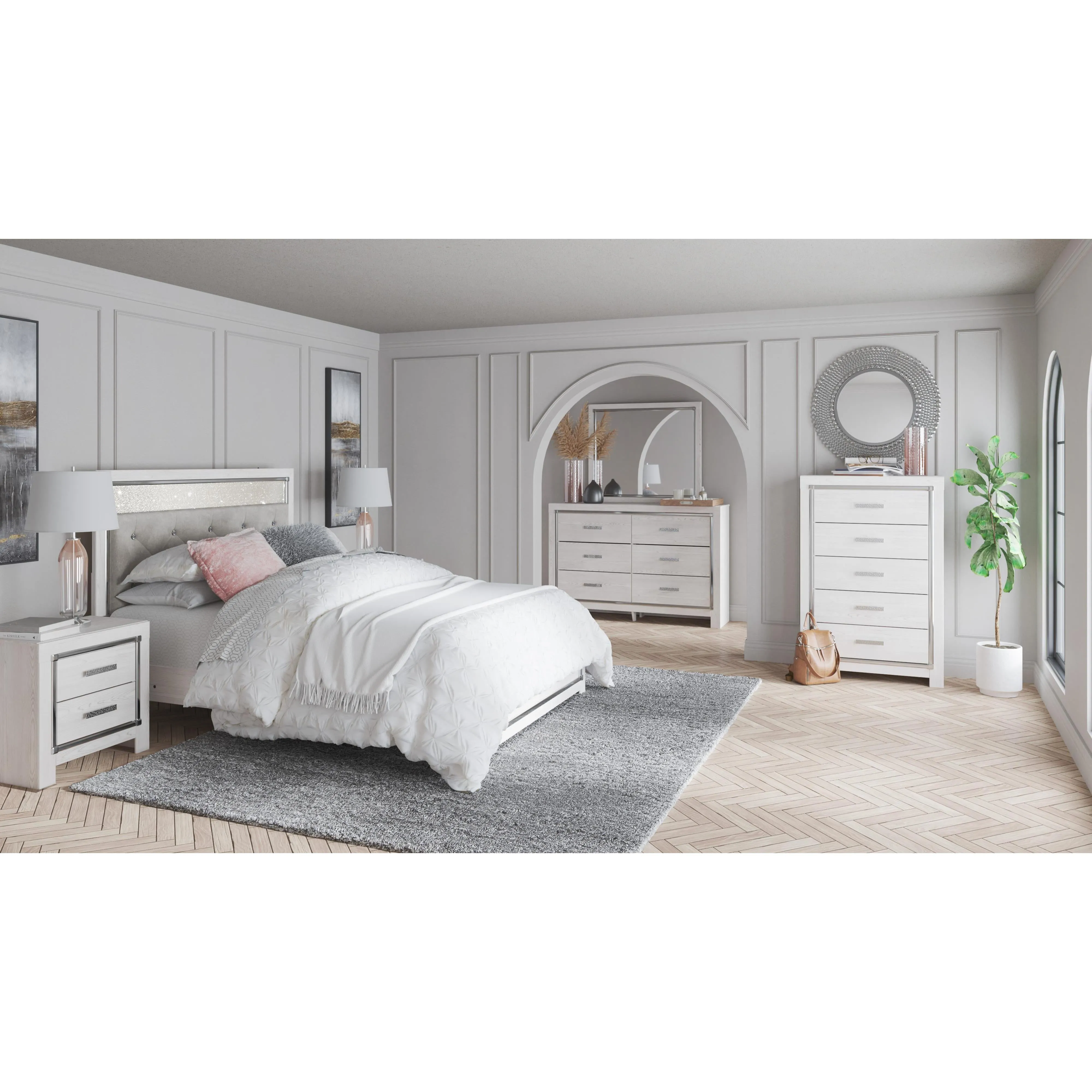 Signature Design by Ashley Altyra Queen Upholstered Panel Bed B2640-57/B2640-54/B2640-95/B100-13