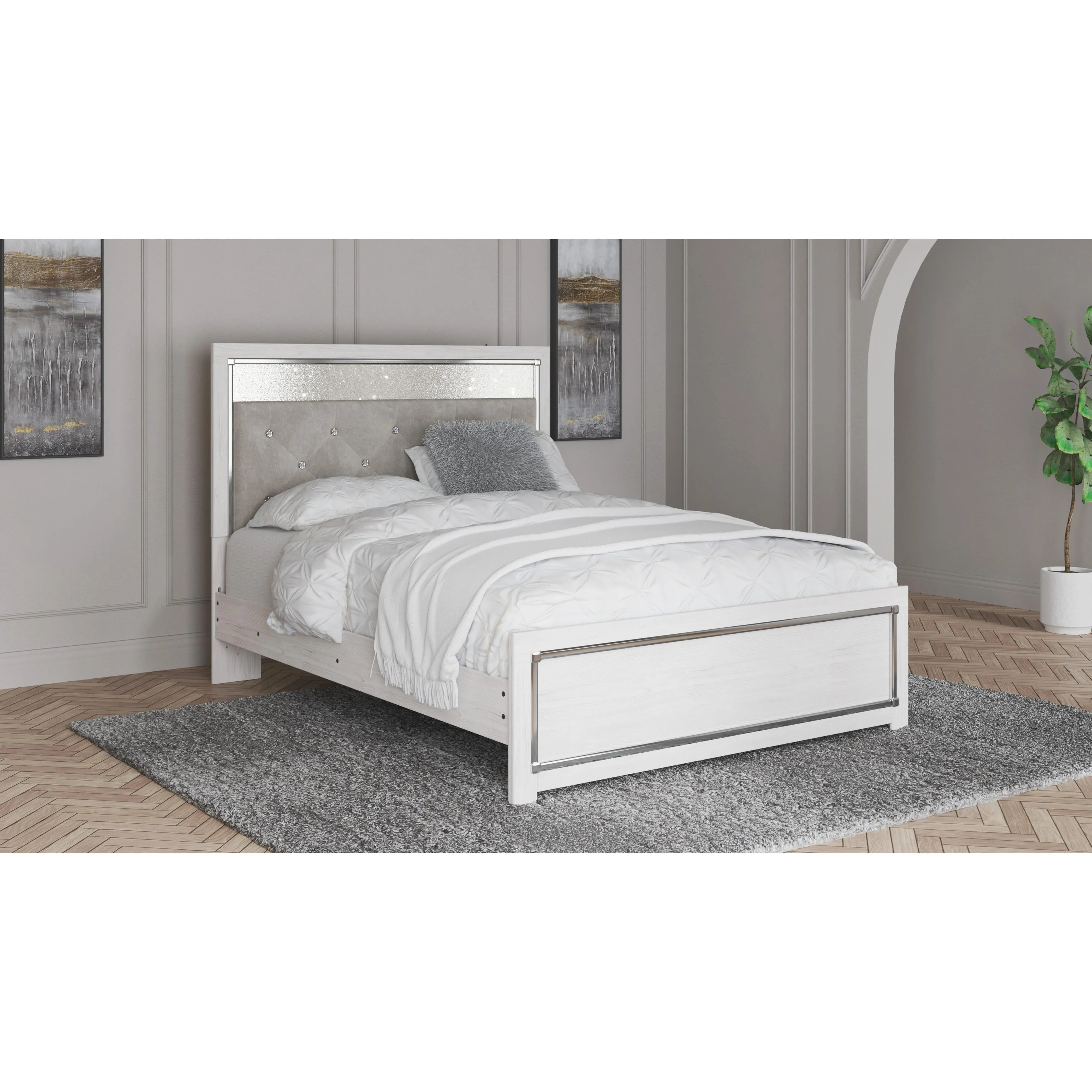 Signature Design by Ashley Altyra Queen Upholstered Panel Bed B2640-57/B2640-54/B2640-95/B100-13