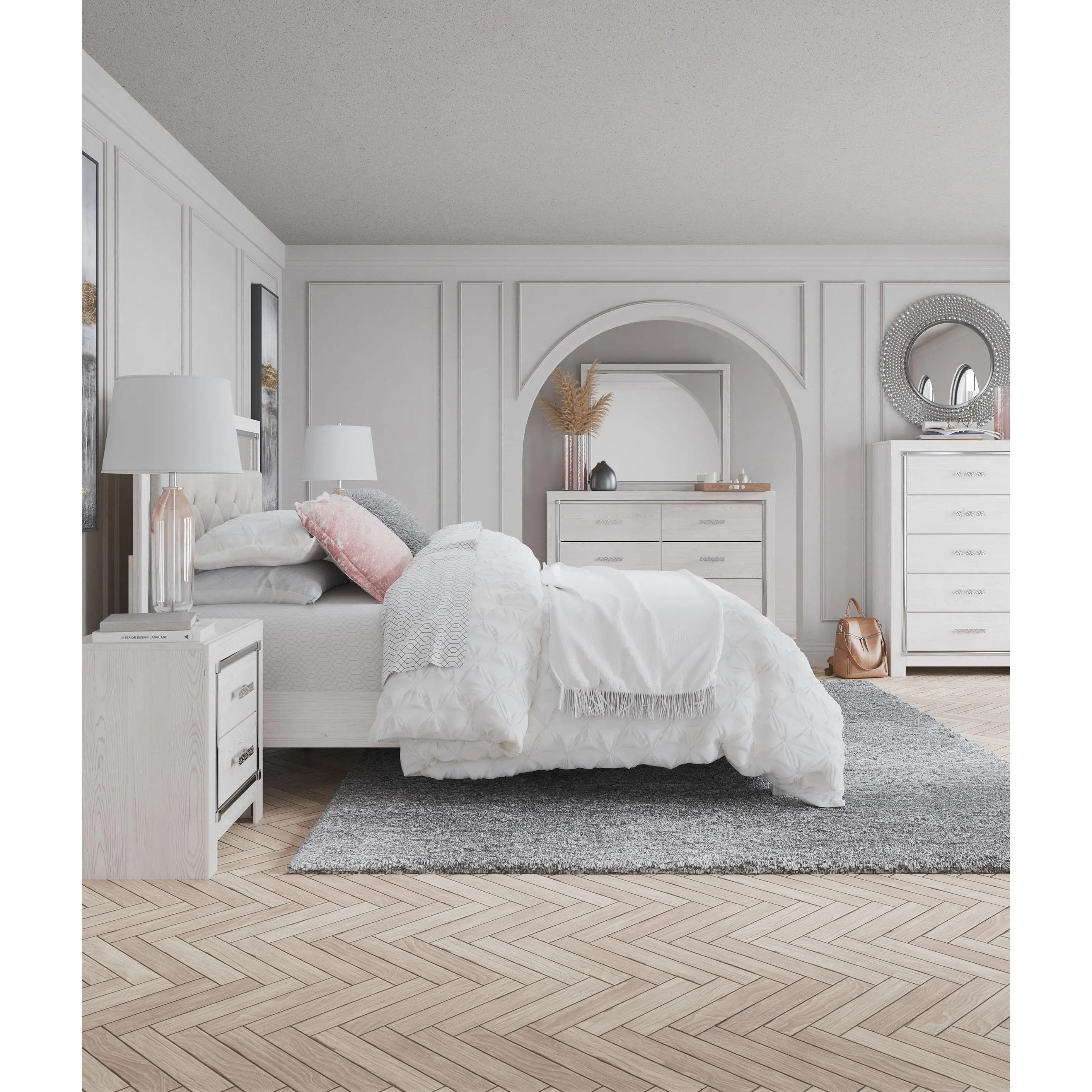 Signature Design by Ashley Altyra Queen Upholstered Panel Bed B2640-57/B2640-54/B2640-95/B100-13