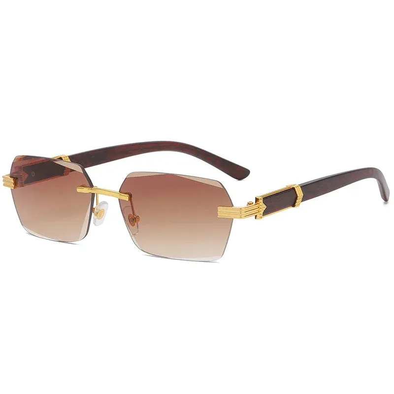 Square Rimless Sunglasses Woman and Man Luxury Brand Designer