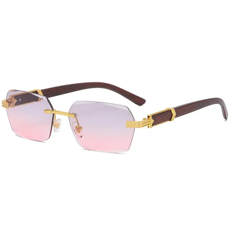 Square Rimless Sunglasses Woman and Man Luxury Brand Designer