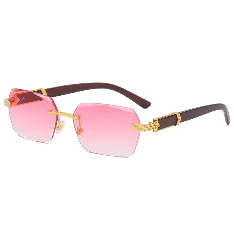 Square Rimless Sunglasses Woman and Man Luxury Brand Designer
