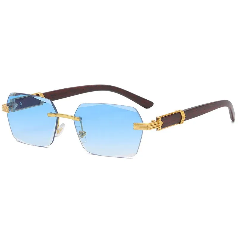 Square Rimless Sunglasses Woman and Man Luxury Brand Designer