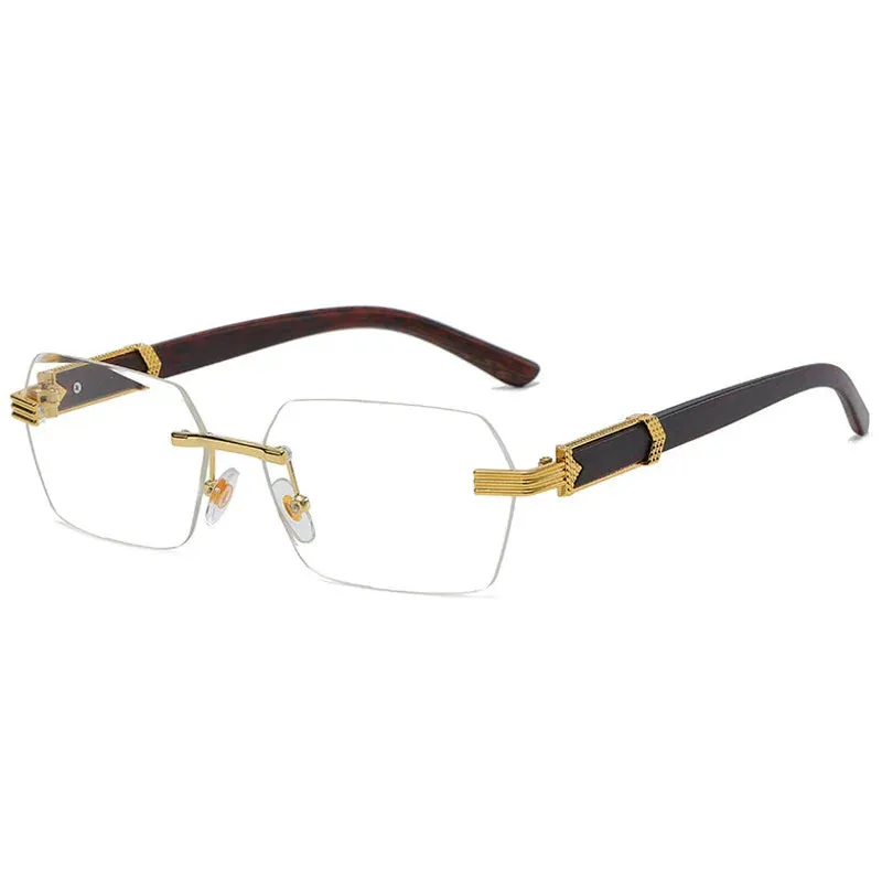 Square Rimless Sunglasses Woman and Man Luxury Brand Designer