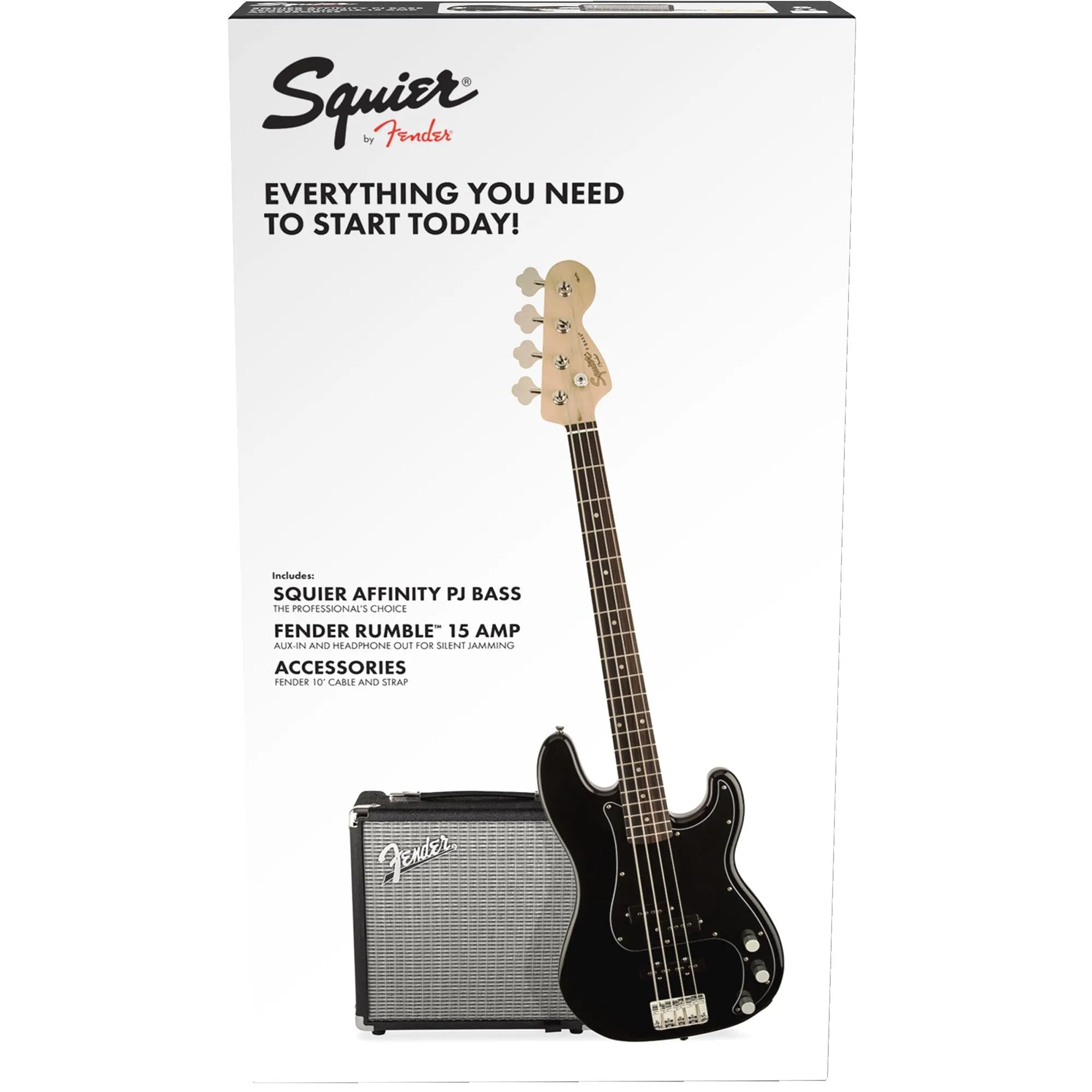 Squier Precision Bass Pj Pack With Rumble 15 V3 - Black - 120V