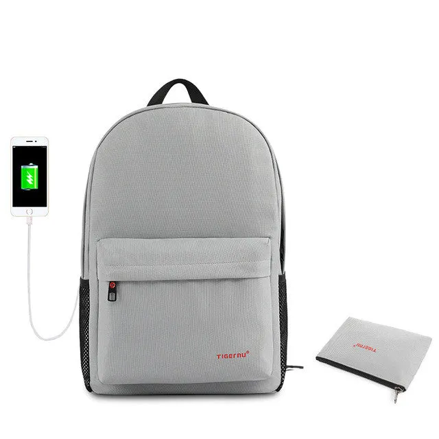 Stylish Fashion Teens USB charging School Backpack  With Laptop Pocket   Free Gift