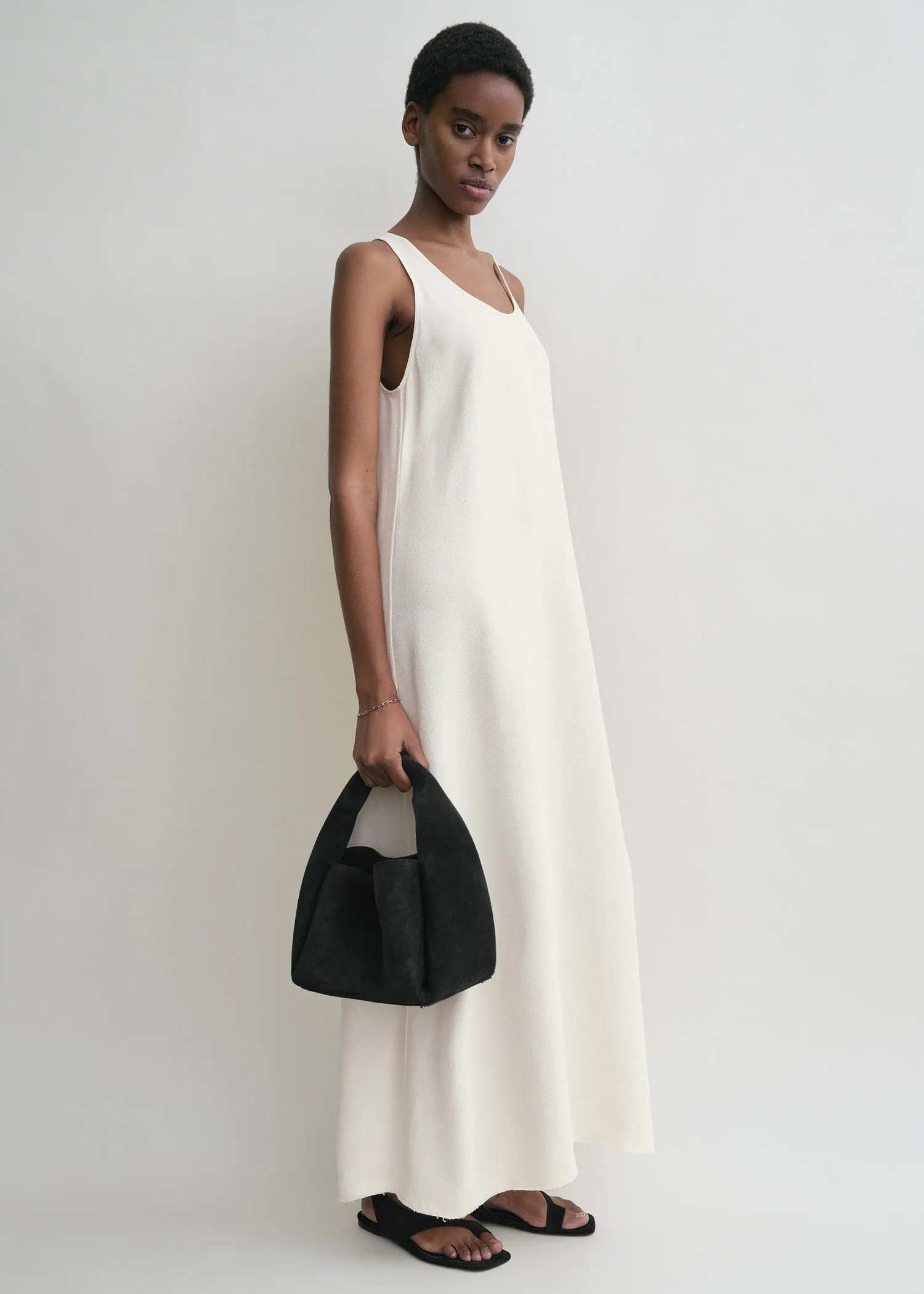 Suede bucket bag black