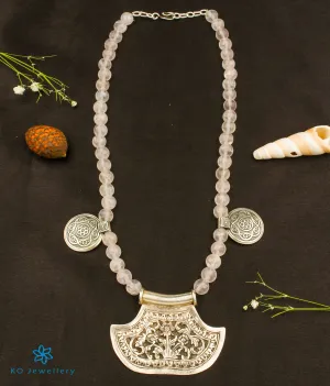 The Neeti Silver Rose Quartz  Necklace