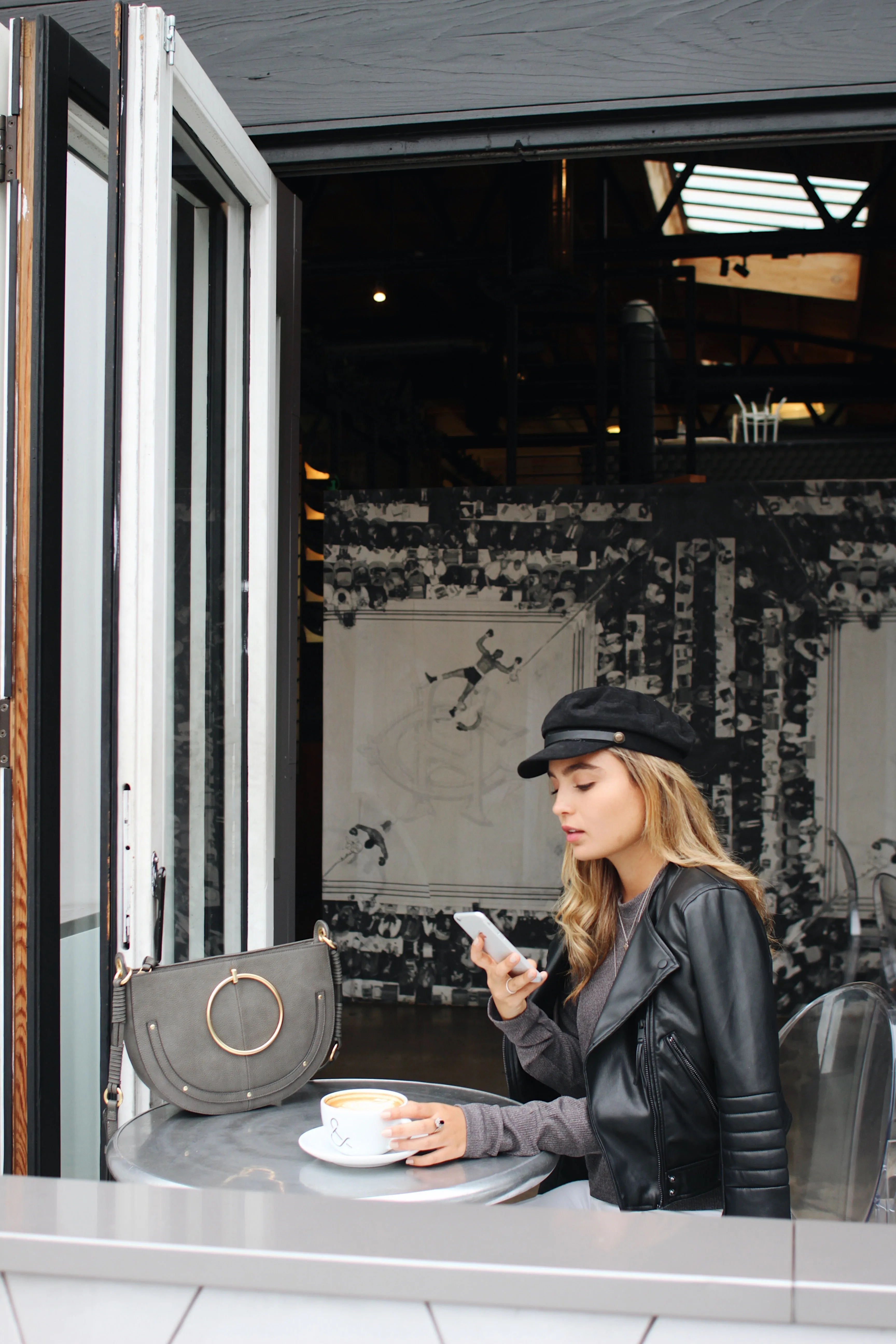 Tyler Crescent Satchel in Grey