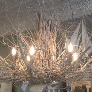 Wildwood Hickory 6 light Chandelier Silver Fox Grey 36" x 36"