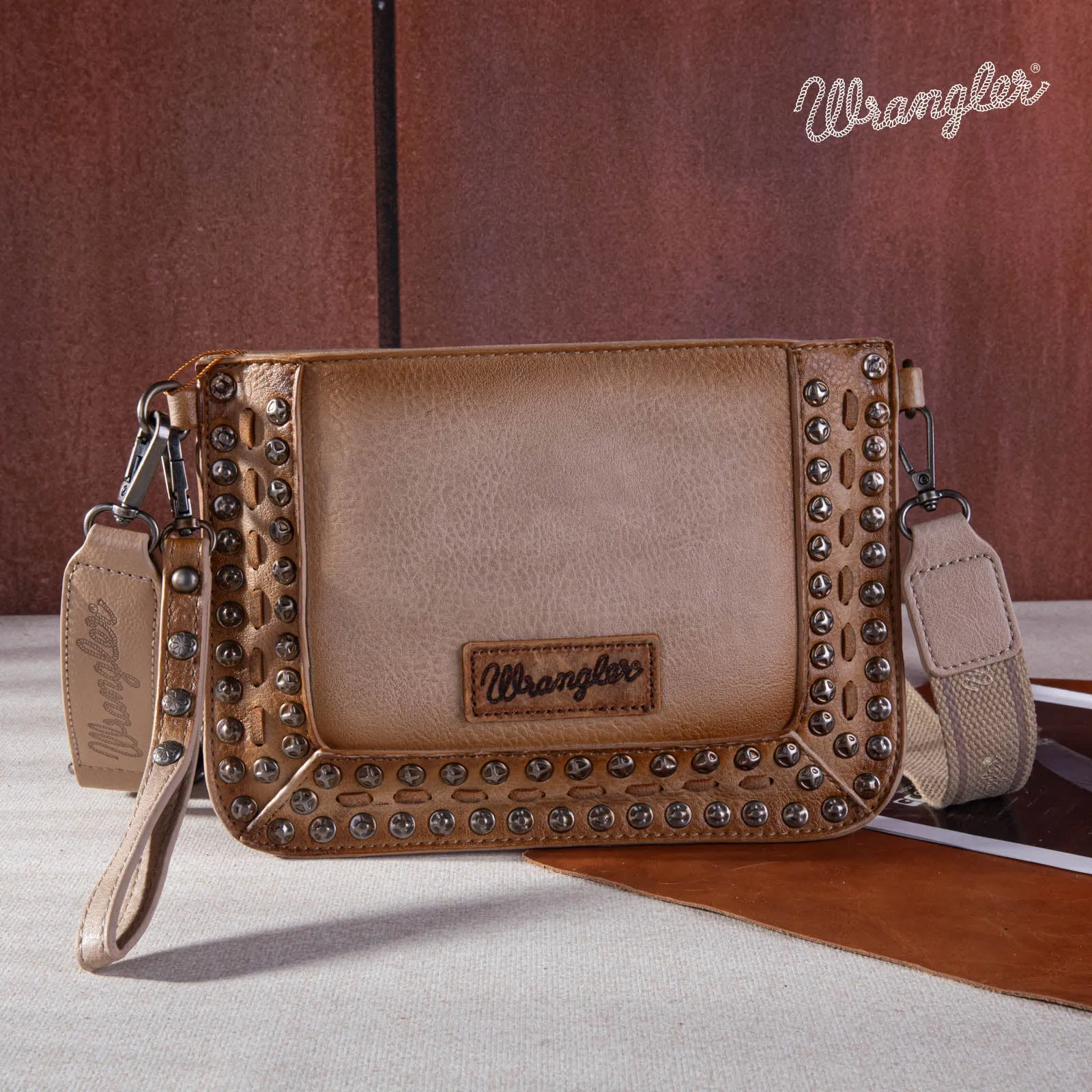 Wrangler Rivets Studded Wristlet/ Crossbody