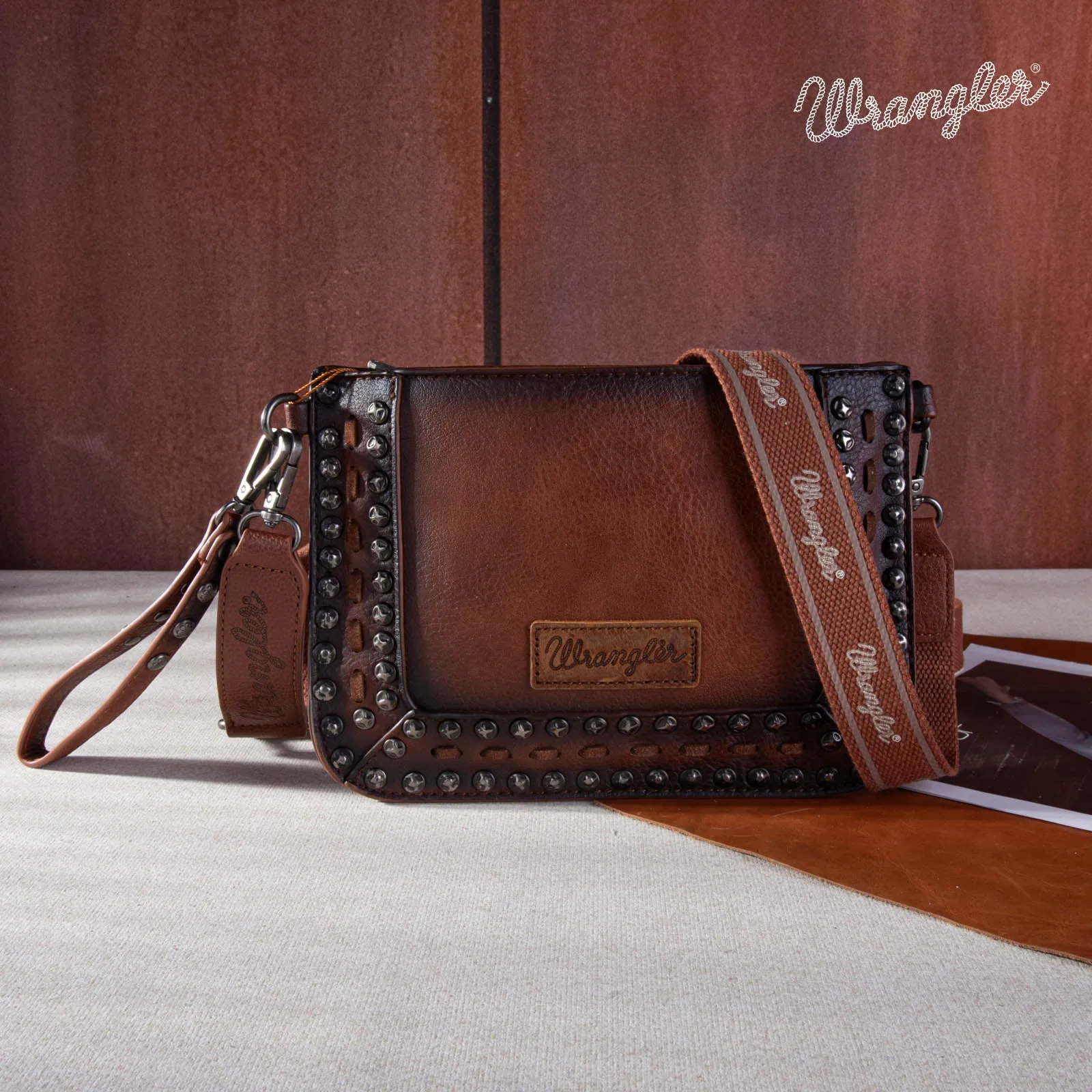 Wrangler Rivets Studded Wristlet/ Crossbody